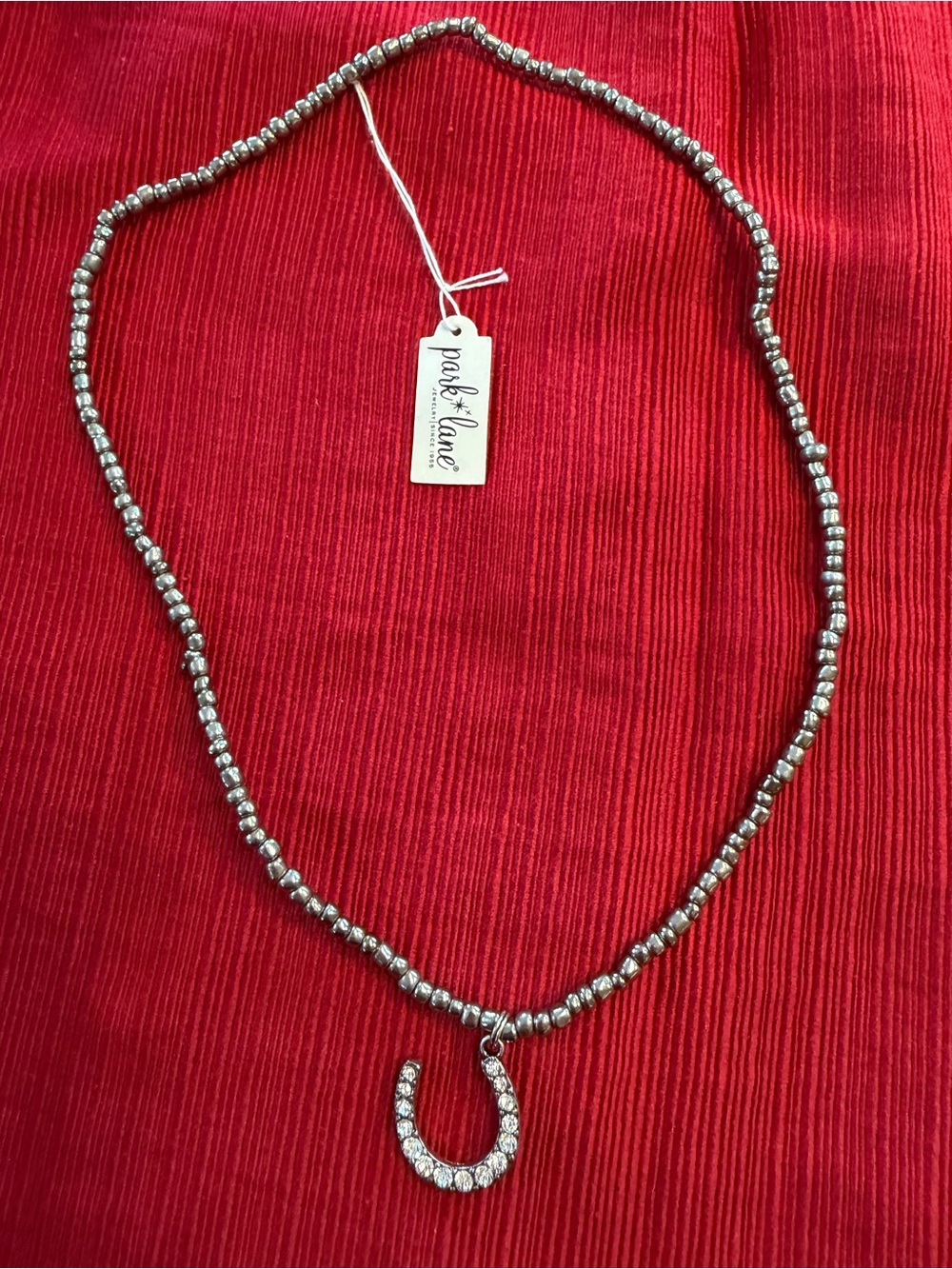Park Lane Stretchy Silver Beaded Horseshoe Necklace New